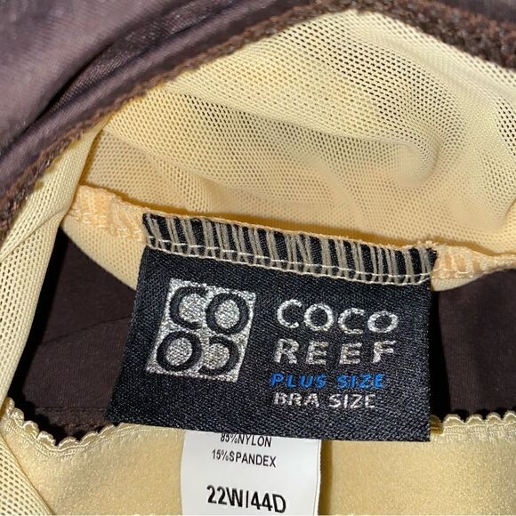 NEW! Coco Reef Plus 22W 44D Coffee Bean Brown Snake Print Twist Tankini Top - Picture 5 of 9